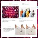 Happy Valentine's Day Backdrop 7x5FT Pink Neon Valentine's Day Photography Background Red Brick Wall Banner Valentines Party Decoration Supplies Photo Props