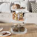 3 Tier Lazy Susan Bathroom Countertop Organizer, 360° Clear Rotating Makeup Cosmetic Perfume Storage Tray, Spinning Vanity Organizer Shelf for Bathroom Cabinet, Dresser, Kitchen(Large)