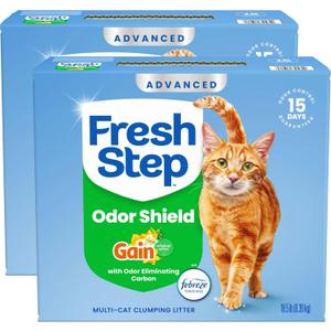 Fresh Step Odor Shield Advanced Multi Cat Clumping Litter with Febreze Freshness, Gain Original Scent, 18.5 lbEach, Pack of 2 