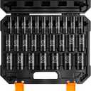 boen 10mm-36mm 1/2 Drive Metric Socket Set, Impact Deep Socket, 6-Point Axle Nut Socket with Portable Case, Rugged Construction, CR-V Steel, 27PCS