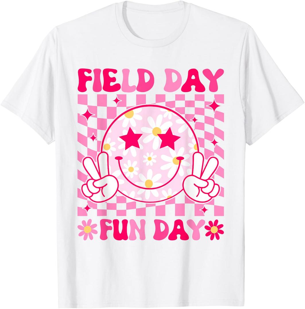 Groovy Field Day Fun Day Teacher Boys Girls Kids T-Shirt L