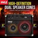 PyleUSA Portable Electric Guitar Amplifier, 40W Guitar Amp with 6" & 8" High-Definition Speakers, Dual Inputs, Overdrive, Digital Delay, 3-Band EQ, Gain & Volume Controls, Headphone Jack, Wood Cabinet