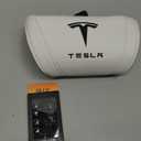 Car Headrest Neck Pillow Support Memory Foam Ergonomic Design Accessory for Driving Seat Fatigue Relief Compatible with Model S X 3 Y & Cybertruck - 1 Piece (B. White Ver. 2)