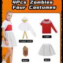 4 Pcs Zombies Costume for Girls Daywalk Costume Halloween Nova Cosplay Dress up Outfits (X-Large(11-12 Years))