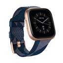 Fitbit Versa 2 Special Edition Health and Fitness Smart Watch with Heart Rate, Music, Alexa Built-In, Sleep and Swim Tracking, Navy and Pink Woven/Copper Rose, One Size (S and L Bands Included), 2.3