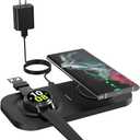 Wireless Charging Pad, JoyGeek Wireless Charger for Samsung S23 Note 20, Galaxy Watch 5/4/3,Active 2/1, Charging Station for Galaxy Buds 2/+/Pro/Live (Ink Black)