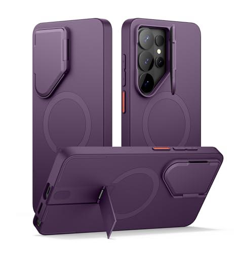 SURITCH for Samsung Galaxy S26 Ultra Phone Case, Magnetic Protective Cover with Camera Cover & Adjustable Metal Kickstand for Galaxy S26 Ultra -Dark Purple