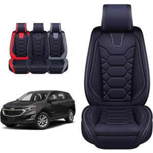 OASIS AUTO Custom Fit Seat Covers Compatible with Chevy Equinox (2010-2026), Waterproof Faux Leather Protector, SUV Interior Accessories (Front Pair, Black)