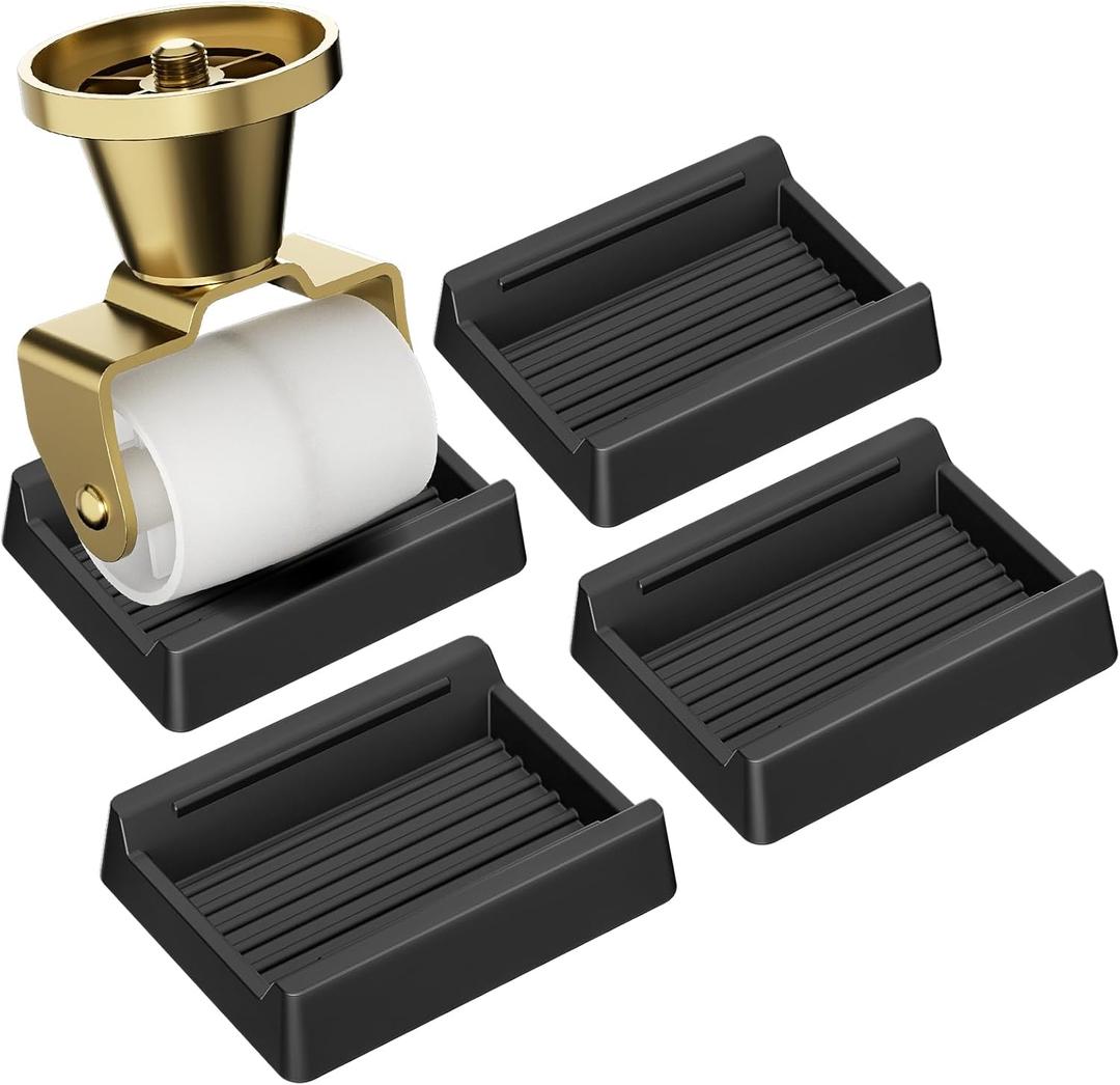 4 Pcs Bed Stoppers to Prevent Sliding - BOIVSHI 2.9"x2.3" Silicone Caster Cups - Furniture Stoppers to Prevent Sliding, Bed, Sofa, Chair - Floor Protectors and Prevents Scratches - Black