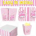 Sosation 2 Pack Giant Popcorn Box Prop Cardboard Stand up with Balloons Movie 3D Popcorn Bucket Decoration Large Carnival Circus Decorations Arch Kit for Movie Night Themed Birthday Party (Pink)