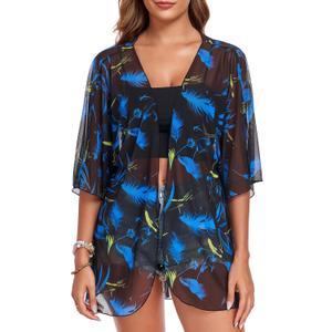 RELLECIGA Beach Cover Up for Women Swimsuit Kimono Cardigans Loose Casual Bathing Suit Coverups (S)