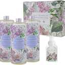 ROMIIE ZOI Lilac Foaming Hand Soap Refill Gift Set – 3 Pack (33.8 Fl Oz Each) with Refillable Dispenser, Soft Floral Scent, Moisturizing, Biodegradable & Chemical-Free Formula for Bathroom, Kitchen