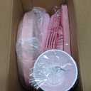 WELLIFE 210 PCS Pink Plastic Plates for 30 Guests - Disposable Dinnerware Set Including Dinner Plates, Dessert Plates, 12oz Cups, Cutlery & Napkins, Pink Party Plates