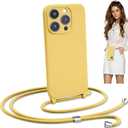 Crossbody Strap Phone Case Only for iPhone 12 Pro, Adjustable Rope, Belt Neck Lanyard,String Detach Lanyard Drop Proof Sturdy Wrist Hand Free Protective Cover 6.1 inch 12 Pro - Yellow