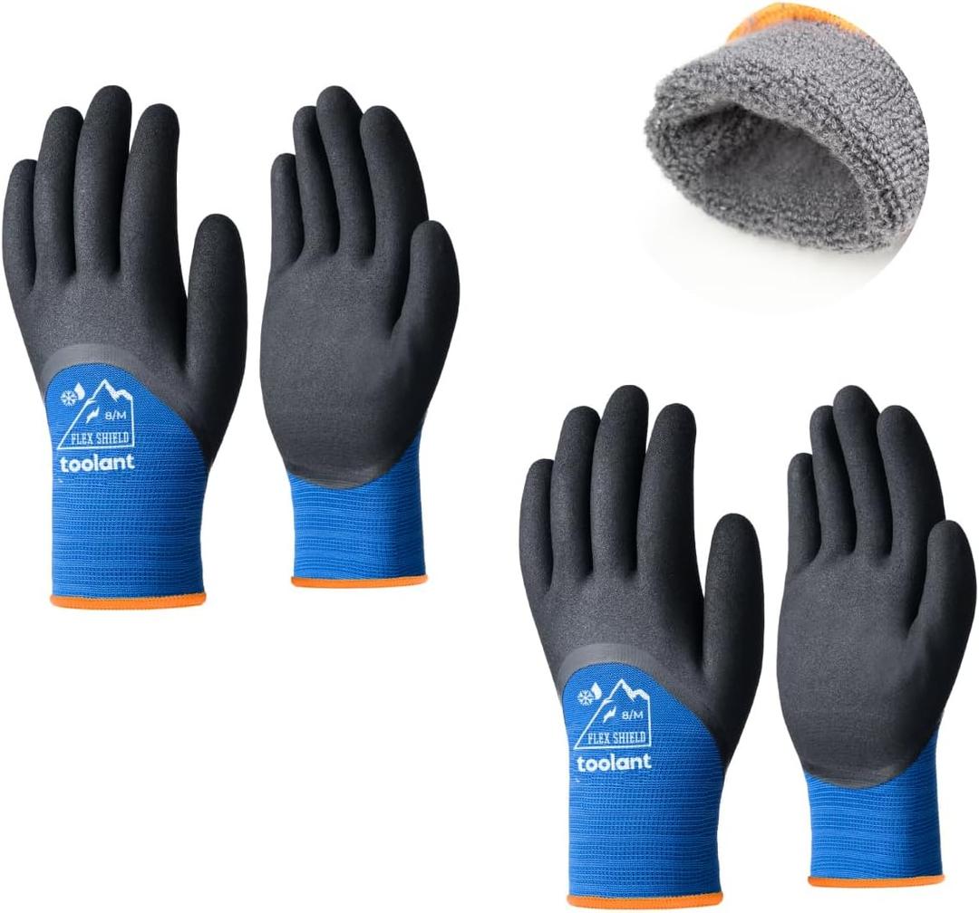 toolant Winter Work Gloves for Men & Women, 3/4 Waterproof Freezer Gloves with Thermal Insulated, Durable, Strong Grip (Medium, Blue)