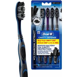Oral B Cavity Defense 123 Black Toothbrush  Medium (Pack of 4)