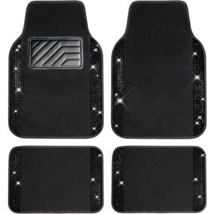 CAR PASS Bling Diamond Car Floor Mats, Sparkling Crystal Shining Glitter Rhinestone Carpet, Anti-Slip PVC Heel Pad Waterproof Universal for Automotive SUV,Sedan,Van,4pcs Girl Women Men Black Diamond CAR PASS Bling Diamond Car Floor Mats, Sparkling Crystal Shining Glitter Rhinestone Carpet, Anti-Slip PVC Heel Pad Waterproof Universal for Automotive SUV,Sedan,Van,4pcs Girl Women Men Black Diamond
