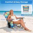 5-Position Backpack Beach Chair for Adults with Lumbar, Foldable Tall Heavy-Duty Beach Chairs with Cooler Bag,Cup Holder,Towel Rack for Beach, Camping, Outdoor (1, Rainbow)