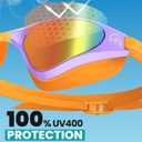 OutdoorMaster Fisheye Swim Goggles, Anti-fog Swimming Goggles No Leaking UV Protetion Adults Men Women, Large Size (Mirrored Red)