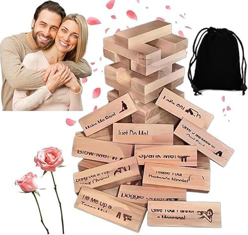 Lust Tower - 48Pcs Super Naughty Block Tower Game, Fun Date Night Activities, Valentine Tumbling Tower Stacking Blocks, Date Night Party Game