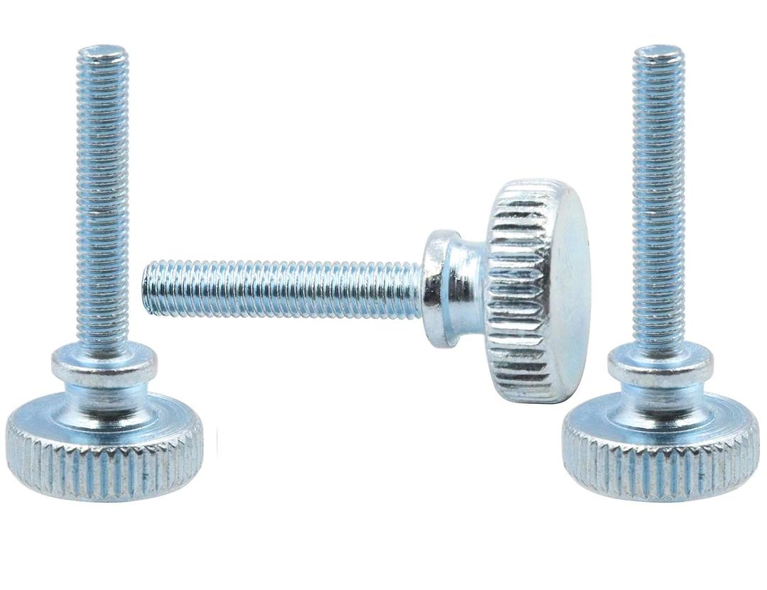 LBY 30pcs Knurled Thumb Screws, M4 x 20mm Flat Knurled Head Fully Threaded, Carbon Steel Galvanized (Double Layer Step)