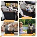 HiPetpy Dog Car Seat for Small Dog, Booster Seat for Dogs Under 30lb, 6" Elevated Pet Seat with Pockets, Anti-Slip Bed for Car, Perfect for Front & Back Seats with Safety Leash (Black/Grey, Medium)
