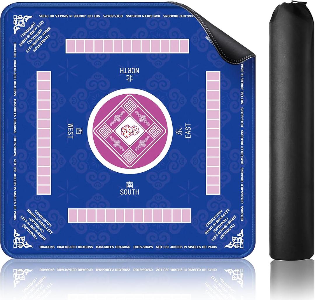 Mahjong Mat - Non-Slip, Noise Reduction, Waterproof Surface Gaming Mat 31.5''*31.5'' for Mahjong, Table, Board Games, Poker, Dominoes, 32.4 inches x 32.4 inches x 0.11 inches