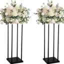 2 Pcs 28 Inches Matte Black Wedding Flower Stand Metal Vase Column Pillar Centerpiece for Event Party Reception Table Decoration