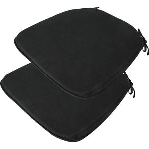 Outdoor Chair Cushions Set of 2,Patio Seat Cushion 17"x16"x2",U-Shaped Dining Chair Cushion 17 by 16 Inch,Water Resistant,Fade-Resistant Chair Pads for Kitchen Garden Furniture(Black)
