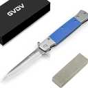 GVDV Folding Pocket Knife with G10 Handle, 7Cr17 Stainless Steel EDC Knife with Safety Liner-Lock, Camping Hunting Survival Knife for Men Women, Blue