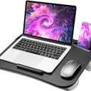 HUANUO Laptop Lap Desk, Fits up to 15.6-Inch Laptops and Tablets, Portable Lap Desk with Cushion, Phone Holder and Storage Bag, Black Lapdesk for Home Office or Dormitory