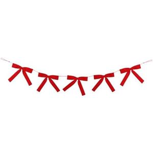 86.6 Inch Large Ribbon Bow Garland Banner Burgundy Bow Party Banner Decor Pre - Assembled for Birthday Wedding Baby Shower Decorations, Elegant Satin Ribbon Backdrop, Home & Event Decoration red