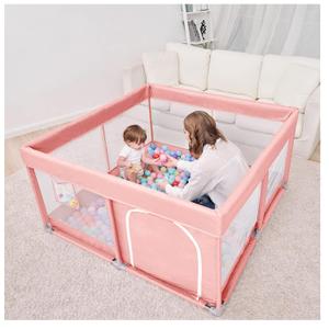 PandaEar Baby Playpen, Large Baby Playpen for Toddlers, Sturdy Infant Play Yards with Soft Breathable Mesh, Indoor & Outdoor Kids Activity for Infant Safety (50"50") (Pink)