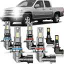 for Chevy Colorado 2004-2012 Fog Lights Bulbs Combo, 6pcs Super Bright White Multi Beam Fog Lights Blubs Package, 1:1 Size as Stock Bulbs, Plug and Play