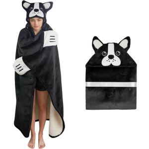 Tian Zhun Boston Terrier Gifts for Women Boston Terrier Blanket Fluffy Super Soft Flannel Adult Animal Hooded Blanket for Women Mothers Day Christmas Birthday