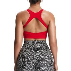 Aoxjox Women's Workout Sports Bras High Impact Fitness Training Gym Khloe Bra Yoga Crop Tank, XL, Red