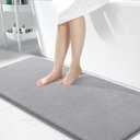 OLANLY Thick Memory Foam Bathroom Runner Rugs 47x24, Extra Soft Absorbent Long Bath Rug, Quick Dry Bath Mats, Non-Slip, Machine Washable Mat for Bathroom, Tub and Shower, Home Decor Accessories, Grey