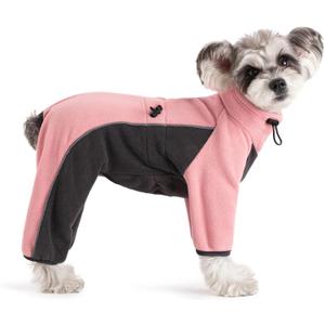 Fleece Dog Coat for Dog,Pullover Pajamas Jumpsuit Bodysuit Puppy Coats with Legs, Pet Windproof Warm Cold Weather Jacket Full Body Vest Cozy Snowsuit Outfit Clothes (Pink, L)