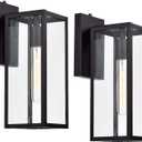 MICSIU 2 Pack Dusk to Dawn Outdoor Lighting, 14.5 Inch Modern Farmhouse Exterior Wall Sconce with Clear Glass, Industrial Black Outside Porch Lights for House Garage Entryway, E26 Base, ETL Listed