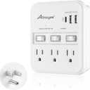 Alitayee Wall Outlet Extender Surge Protector, USB Power Strips with Individual Switches and 15.5W Type-C Fast Charging Ports for Cell Phone,Home,Office,Dorm ETL Listed White