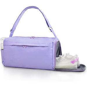 Gym Bag for Women with Shoe Compartment Sports Duffle Bag Men with Wet Pocket and Bottle Pocket Lightweight for Travel Workout, Purple