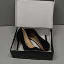 Mysoft Women's High Heels Pumps Closed Pointed Toe Stiletto 4IN Heels Dress Wedding Shoes Black Nubuck 7 1/2