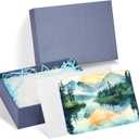 PATIKIL 30 Sets Pure Cotton Watercolor Cards 140lb/300 GSM Postcards Rounded Corners with Envelopes for Art Painting Creative Thank Notes, 4x6 Inch(Blue Box)