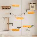 5-in-1 Cat Wall Shelves Set with Hammock, Wall-Mounted Cat Furniture Includes Condo, Bridge, Ladder & Steps for Indoor Cats, Safe & Stable (Gray)