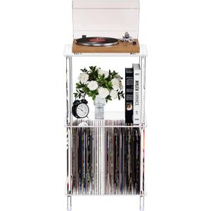 Clear Acrylic Side Table, 15.7" L x 11.8" W x 30.7" H, 3-Tier End Table for Living Room, Small Modern Bedside Tables Nightstand for Bedroom, Home Decor Accent Table