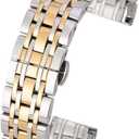 Watch Strap Stainless Steel Metal Replacement Wristband Unisex (13mm, Silver gold)