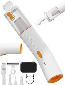 Vogano Cordless Car Vacuum, 4in1 Portable Mini Handheld Vacuum Cleaner with 15000pa Suction Power, 2 Suction Modes & MultiNozzles for Car Home Office Pet, White