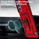 SunStory Compatible with Samsung Galaxy S24 FE 5G Case with HD Screen Protector & Slide Camera Cover & Rotated Ring Kickstand, [Military-Grade] Phone Case for Galaxy S24 FE (Red)