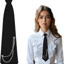 Ties for Women, Black Womens Tie Pre Tied Punk Skinny Tie for Shirts Uniform (Black)