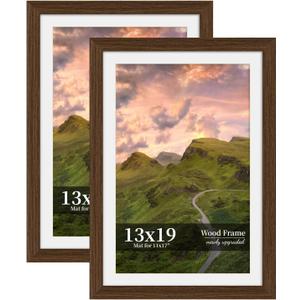 13x19 Picture Frame Set of 2, Wood Frame with Real Glass, Wide Border, 13X19 in